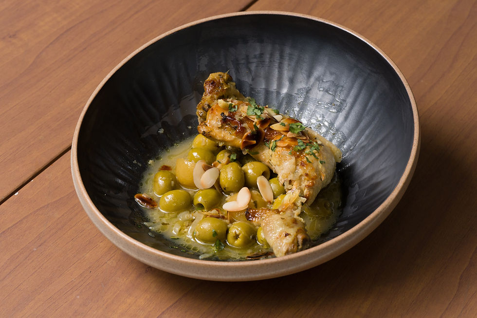 Chicken Tajine, preserve lemon and olive