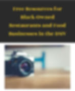 graphic with "free resources for Black-owned restaurants and food businesses in the DMV" in it and a stock photo of a camera underneath