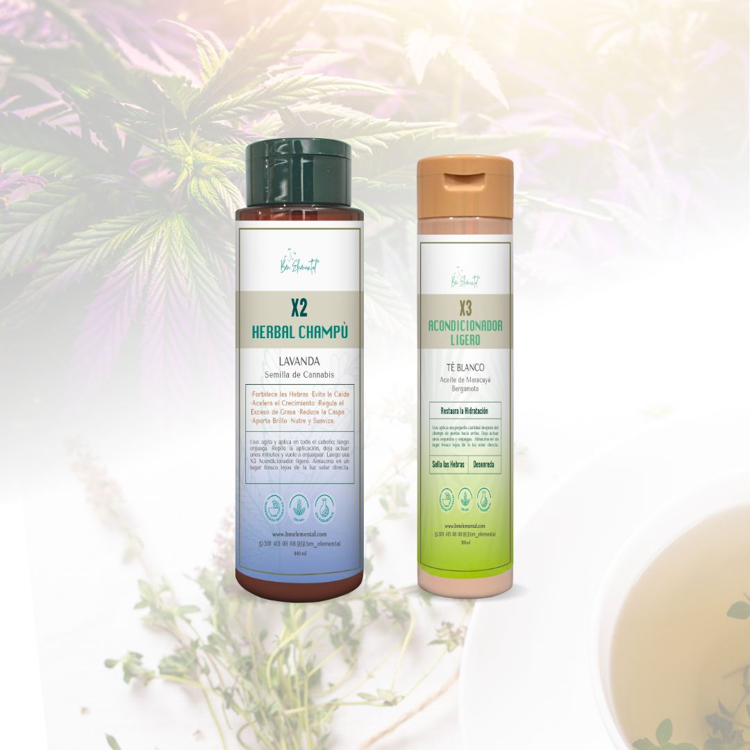 Dúo de cuidado capilar con ingredientes botánicos que limpian profundamente, controlan la grasa y dejan el cabello suave y br