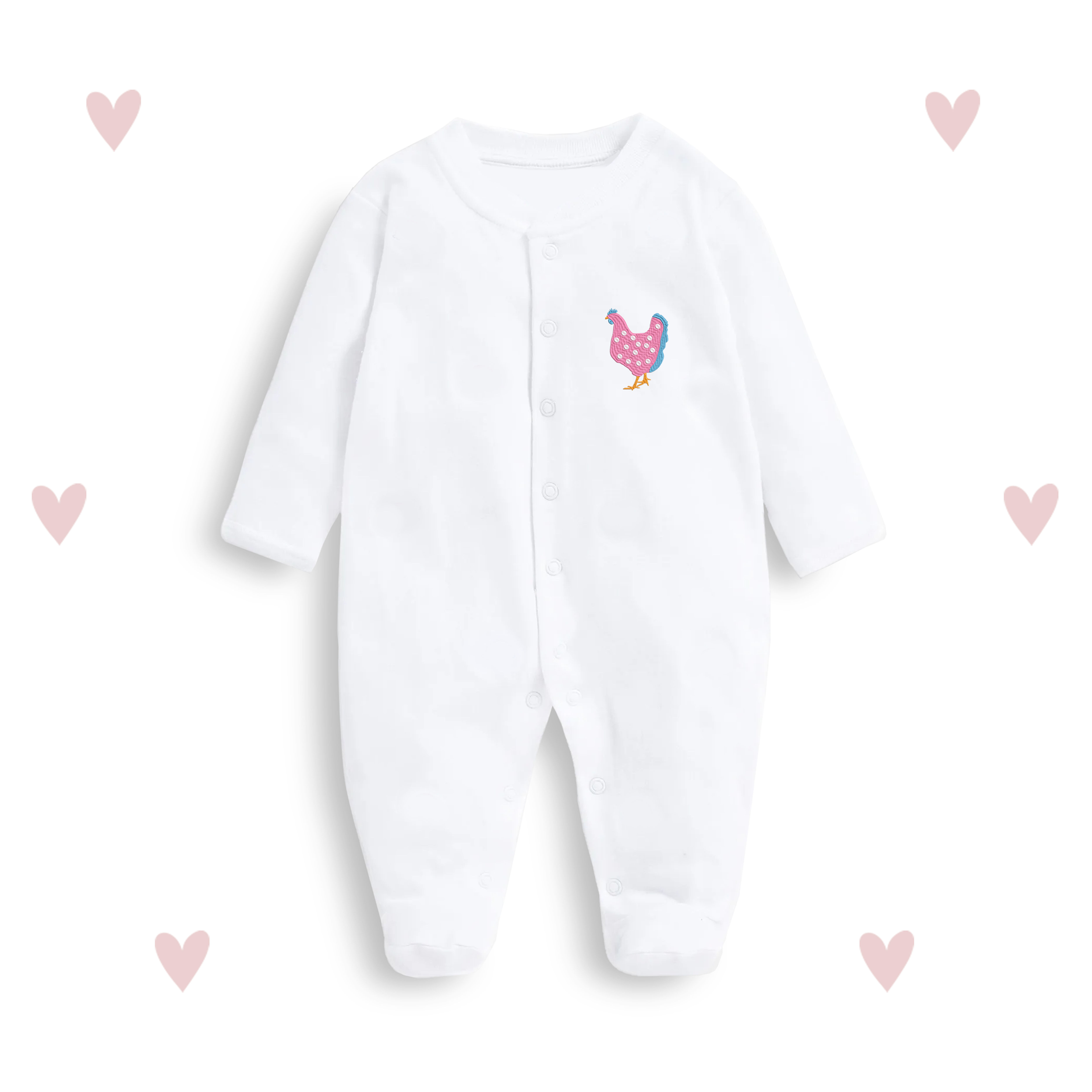 Hen Chick Embroidered Baby Sleepsuit