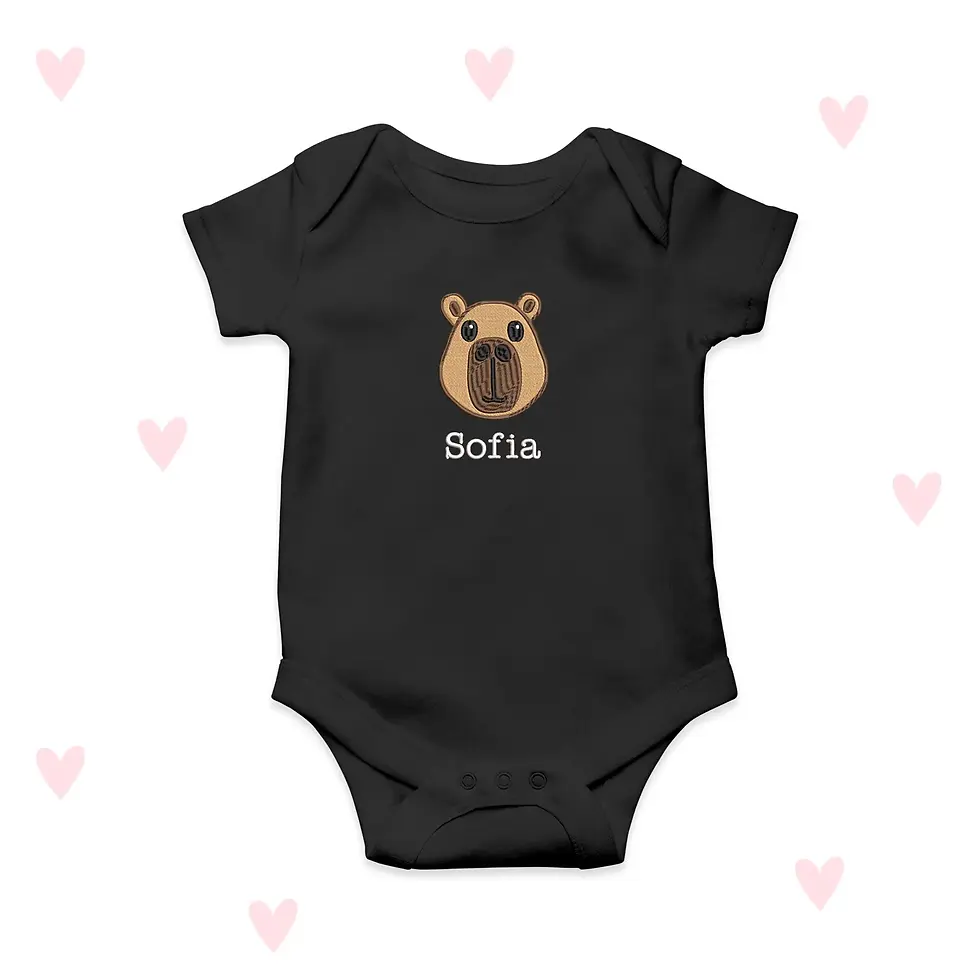 Thumbnail: Capybara Embroidered Baby Grow