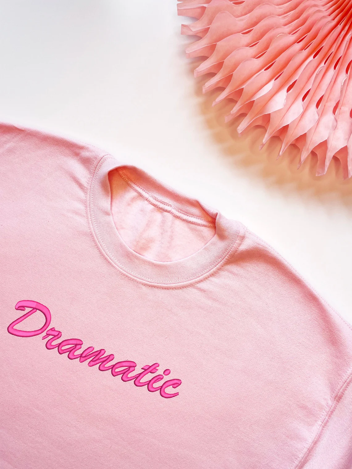 Pink Sweater pink text front and center