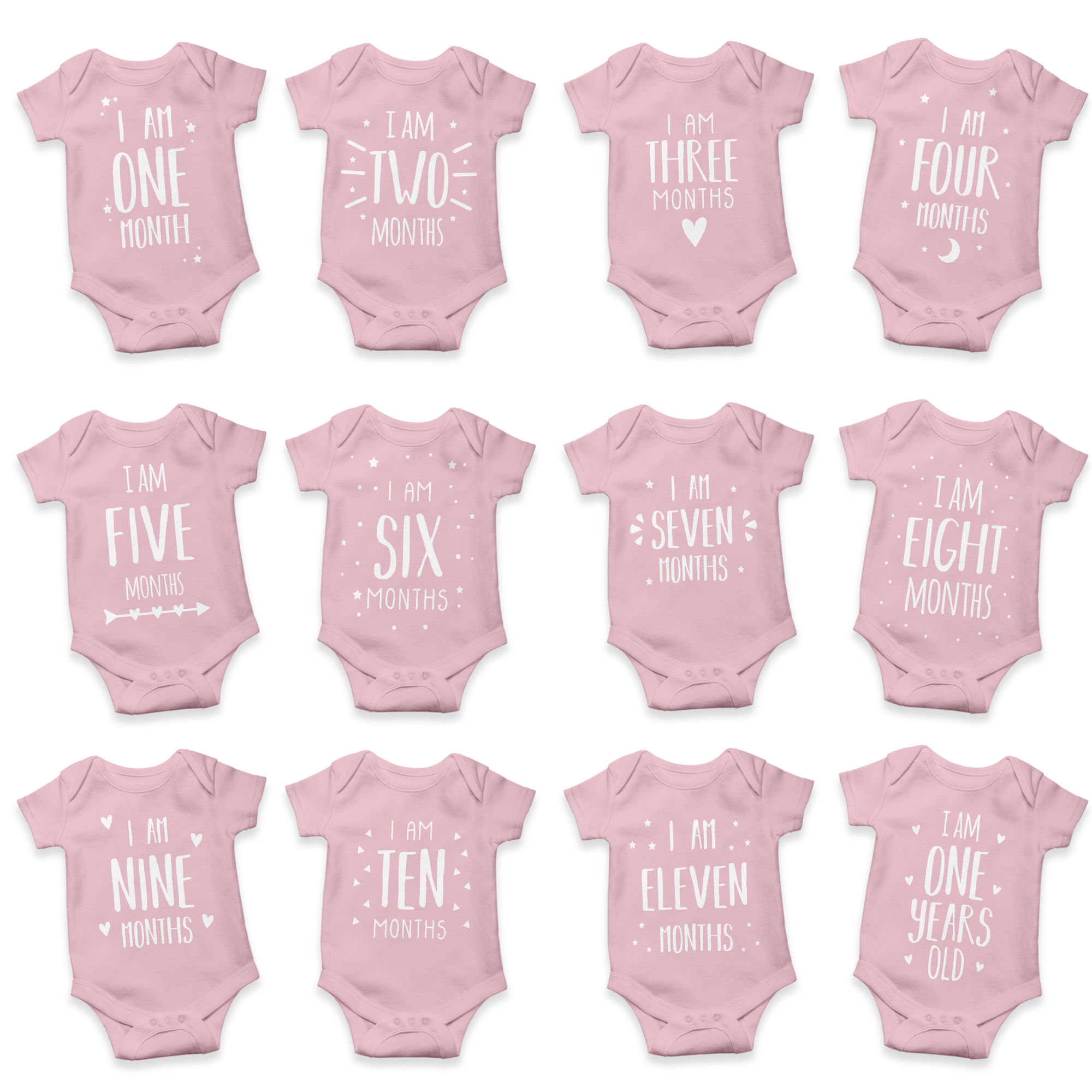Monthly Milestone Baby Grow Pink