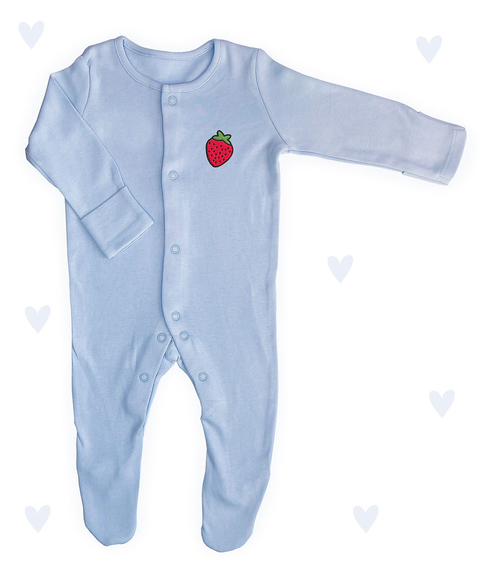 Thumbnail: Strawberry Embroidered Baby Sleepsuit