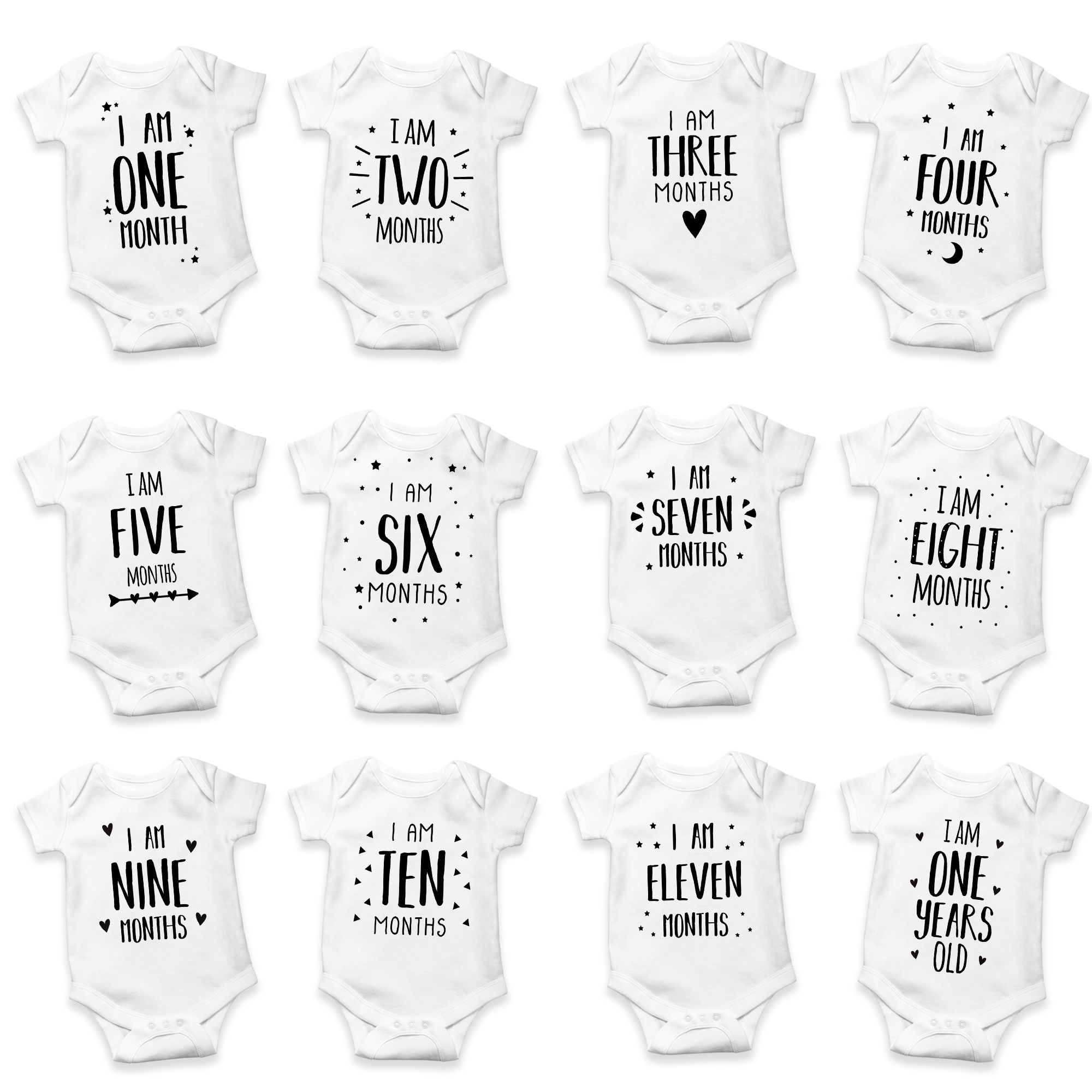 Monthly Milestone Baby Grow White
