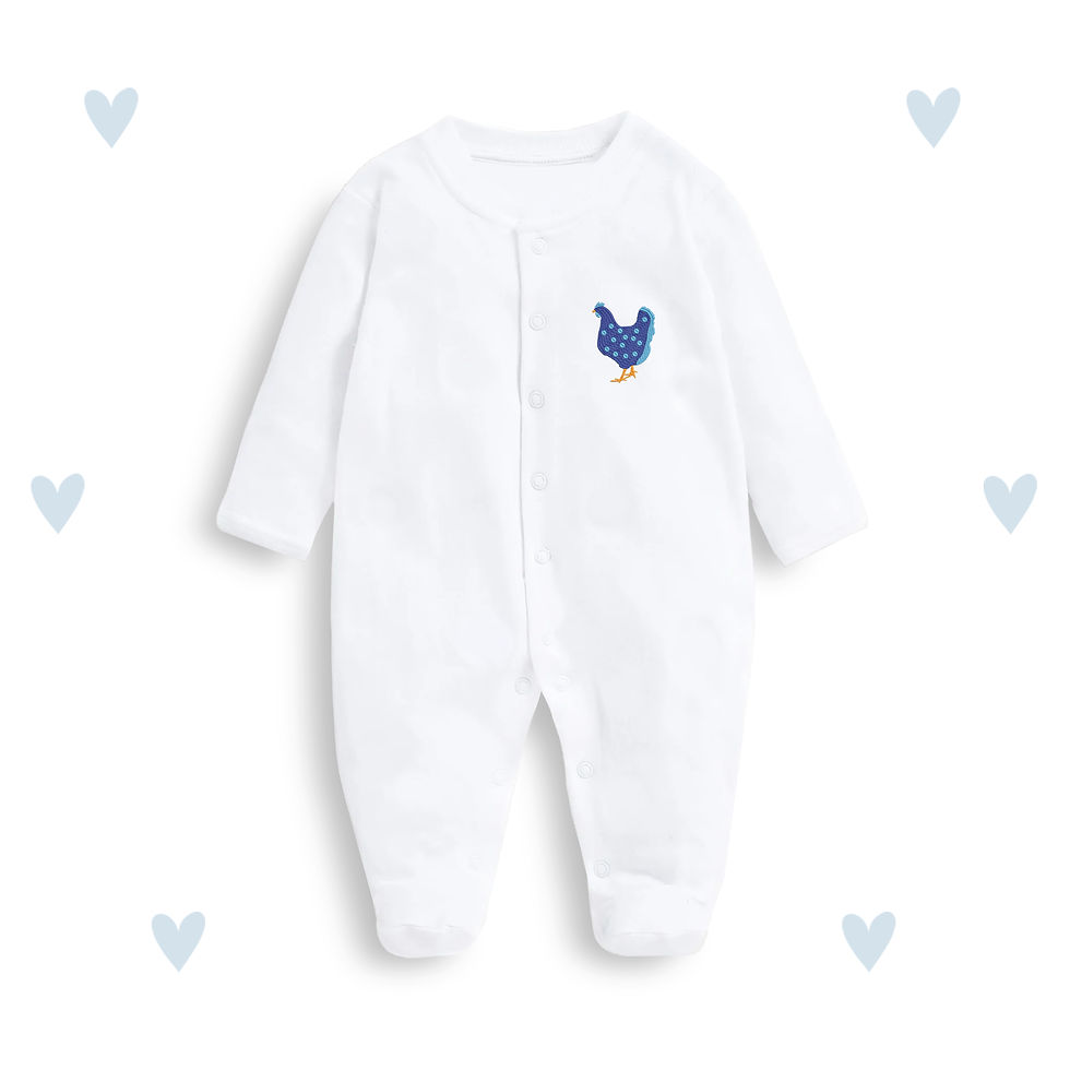 Thumbnail: Hen Chick Embroidered Baby Sleepsuit
