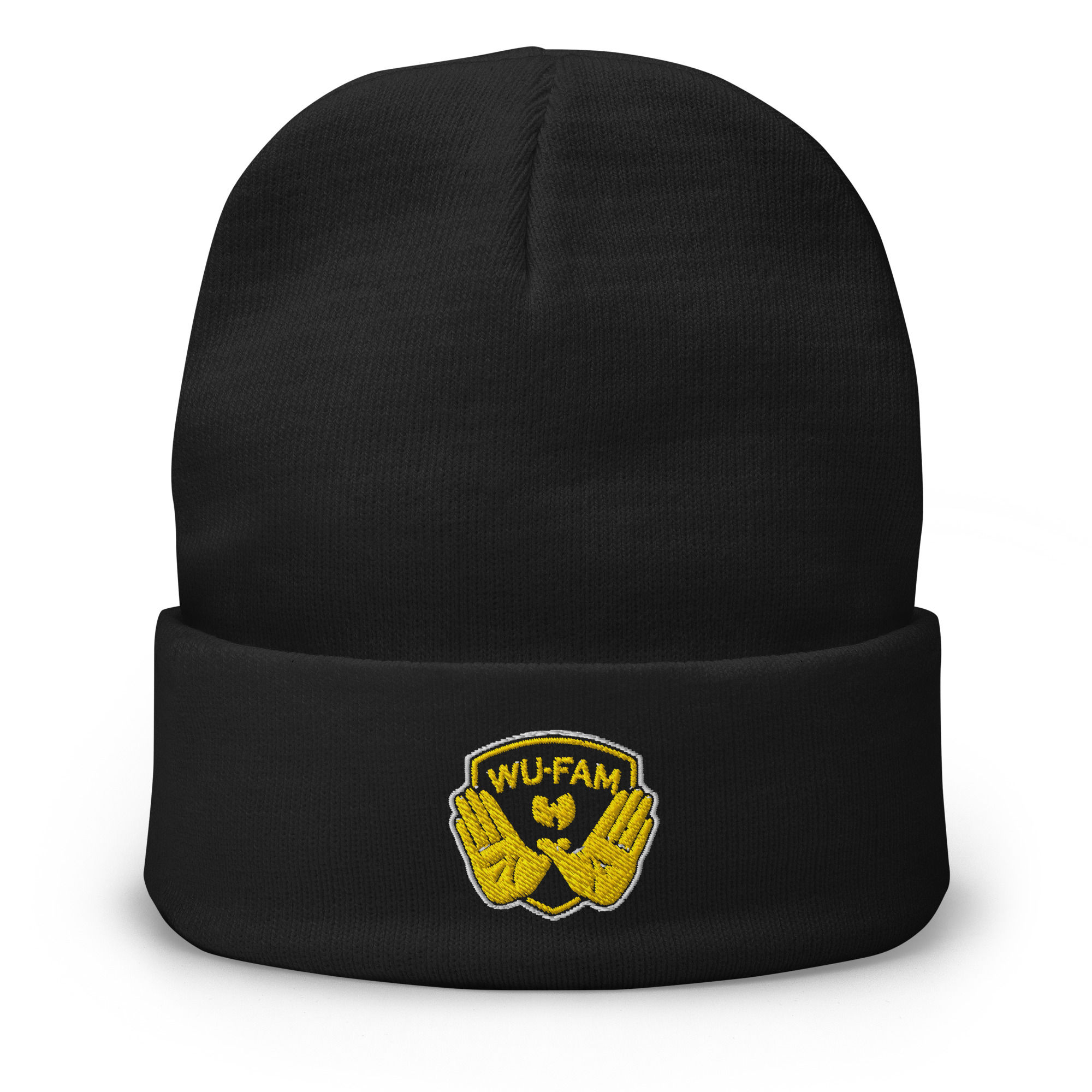 WU-FAM Embroidered Beanie Yellow Crest Logo