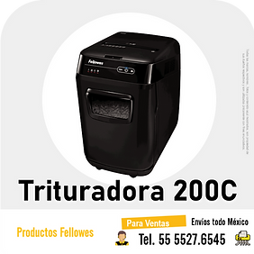 Trituradora Fellowes Powershred 200C Automática Corte Cruzado Transversal, Negro, CrossCut