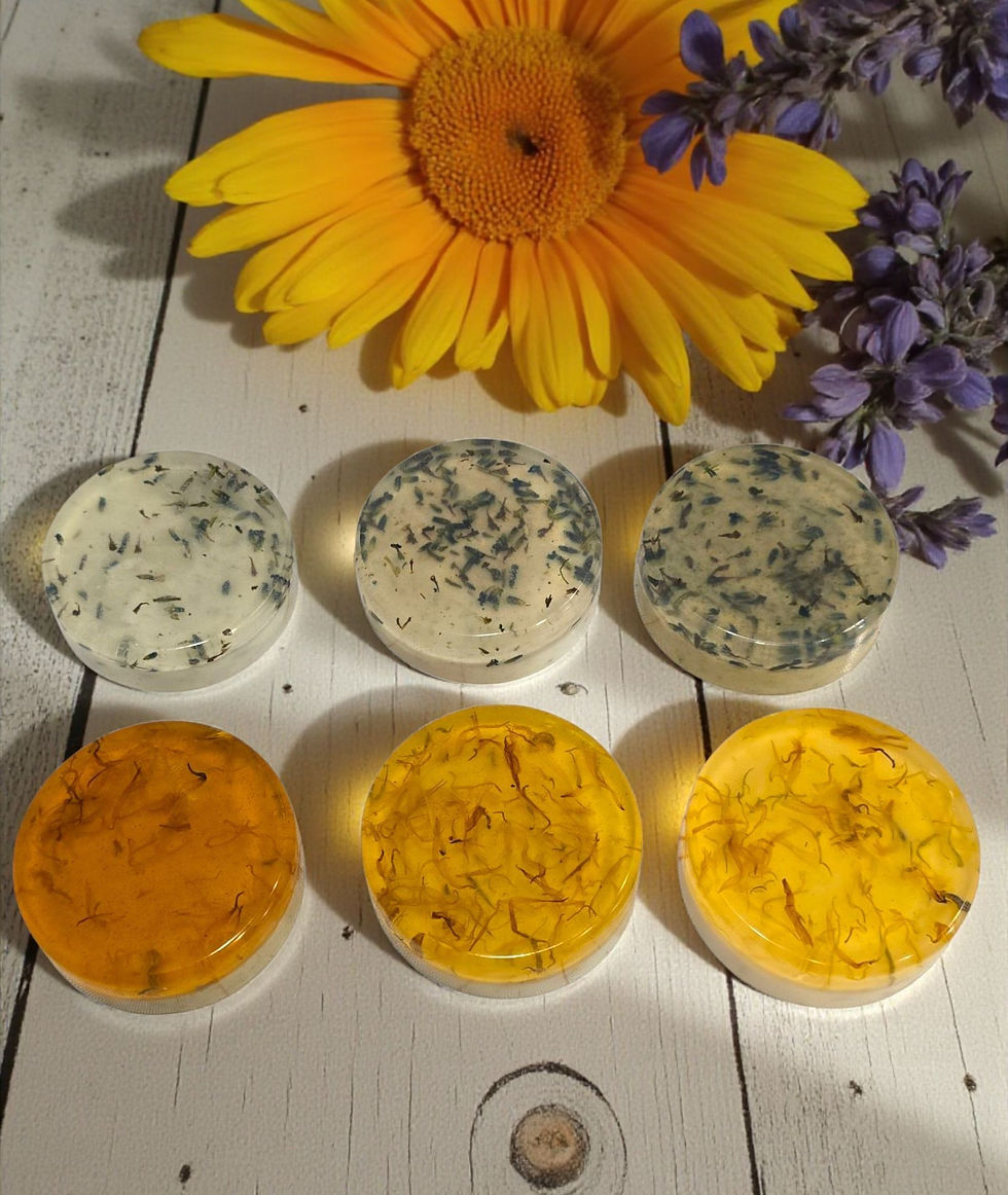 Rustic Breeze Handmade natural soap bars infused with dried botanicals like calendula and lavender.