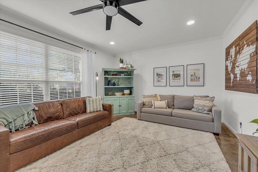 High angle view of a modern kitchen with granite countertops