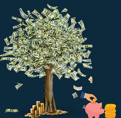 A tree symbolizing financial growth, wealth accumulation and importance of savings with smart investing