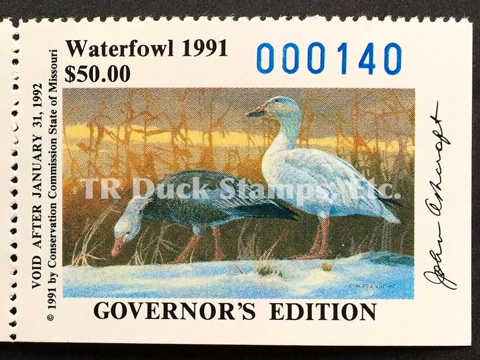 Missouri 1991 MO13G Governor's Edition's/n 000140 Duck Stamp