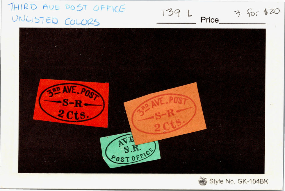 3rd Ave Post Office S.R. Local Stamp Group 139L Unlisted Colors