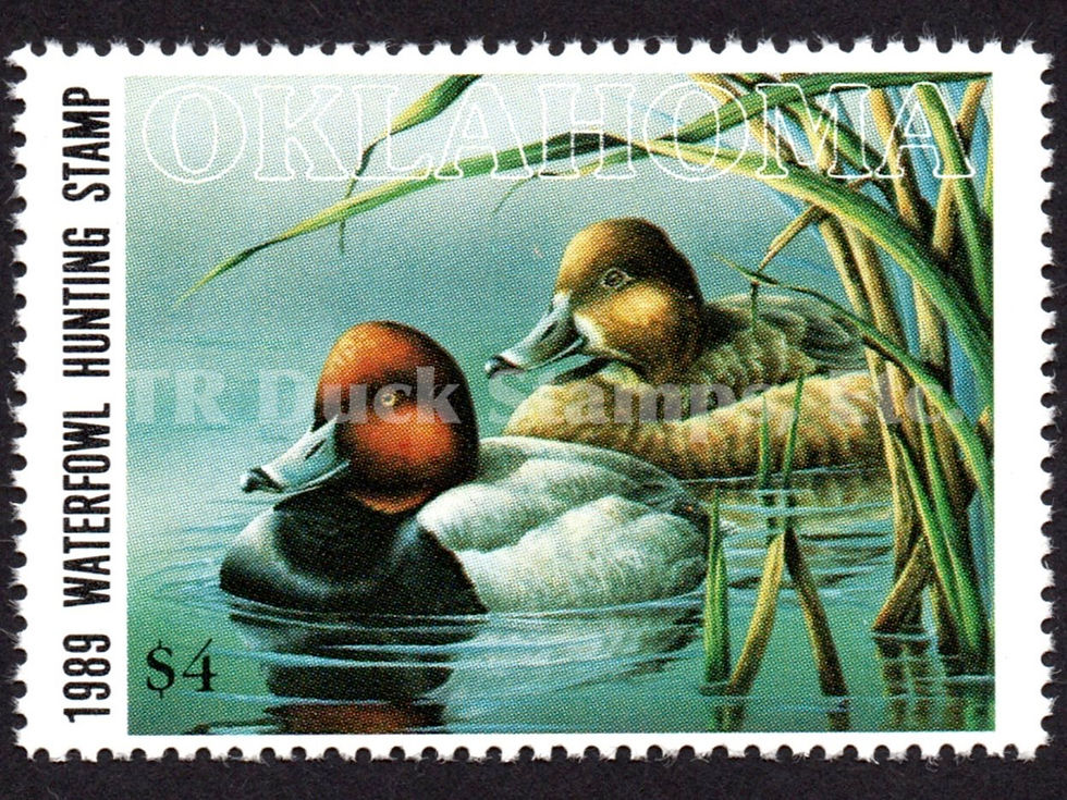 Oklahoma 1989 OK10 Redhead Ducks Duck Stamp