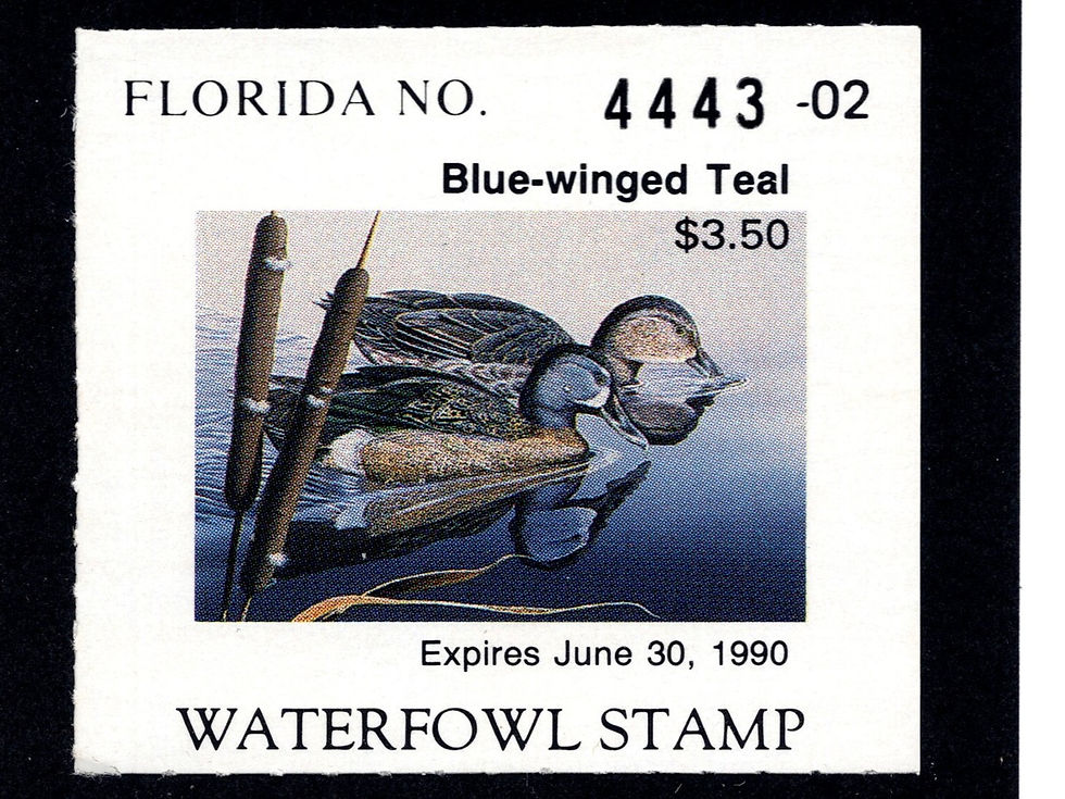 Florida 1989 FL11 Blue-winged Teal, Mint Duck Stamp