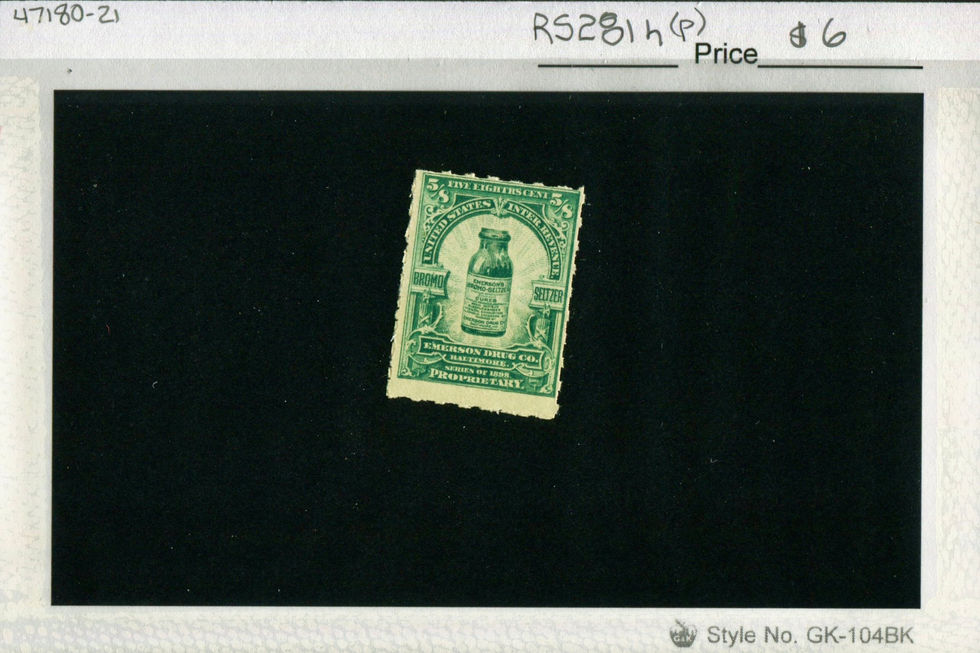 RS281p Emerson Drug Co Bromo Seltzer Private Die Medicine Stamp
