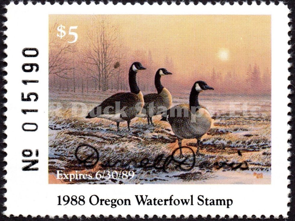 Oregon 1988 OR5 Canada Geese, Artist-signed by Darrell Davis
