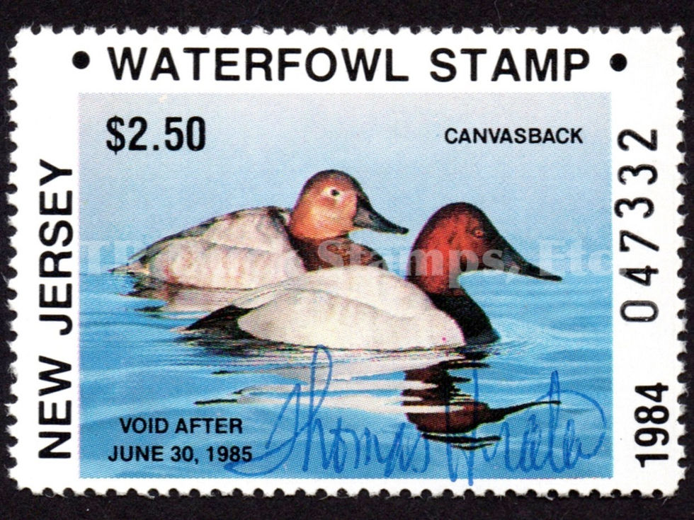 New Jersey NJ1 1984 $2.50 Canvasbacks, Artist-signed by Tom Hirata