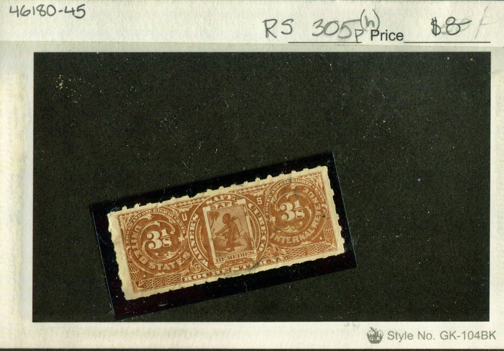 RS305p Warner's Safe Cure Remedies Private Die Medicine Stamp