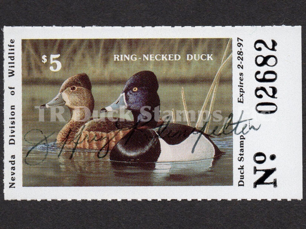 Nevada 1996 NV18 Ring-necked Ducks, Artist-Signed by Jeffrey Klinefelter