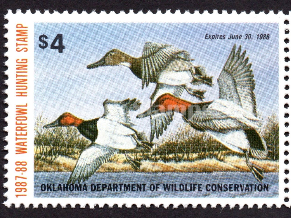 Oklahoma 1987 OK8 Canvasbacks Duck Stamp