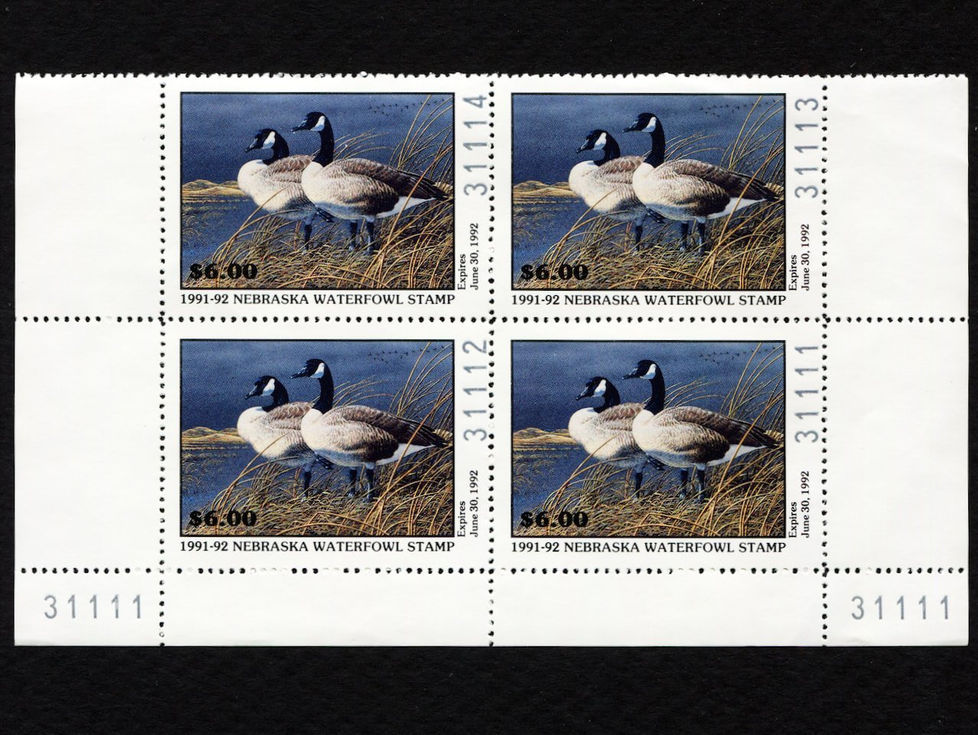 Nebraska 1991 NE1 Canada Goose Plate Block Duck Stamp