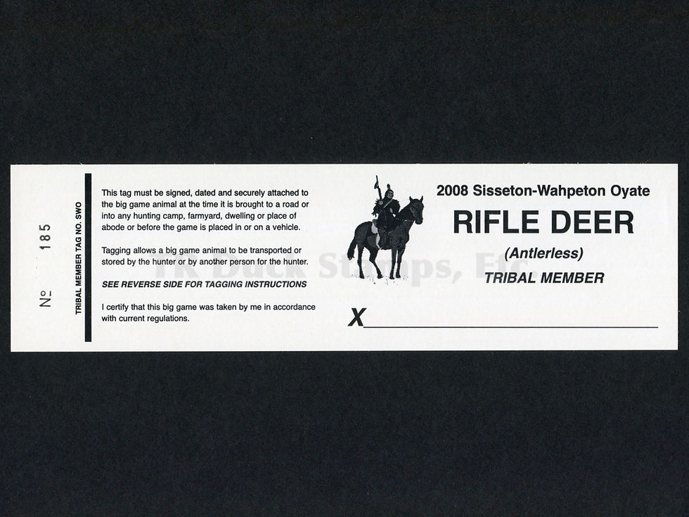 LTD185 Lake Traverse 2008 Rifle Deer Anterless Tribal Member Tag