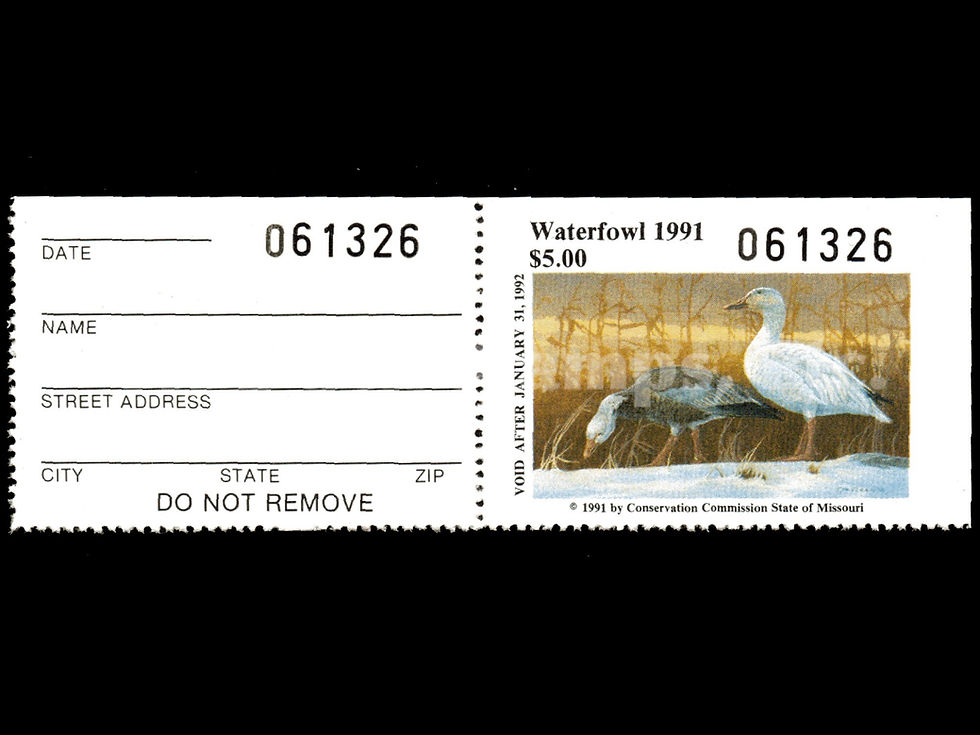 Missouri 1991 MO13T Snow Geese, Tab Duck Stamp