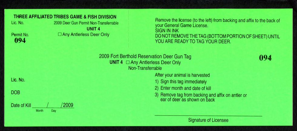 TTD118 Fort Berthold 2009 Antlerless Deer Unit 4 LAST ONE
