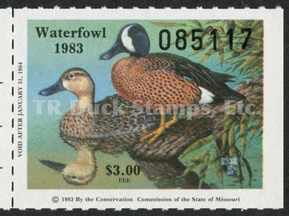 Missouri 1983 MO5T Blue-winged Teal w/Tab Duck Stamp