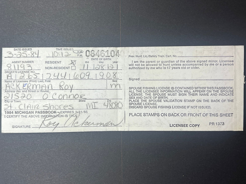 Michigan 1984 Resident Hunting & Fishing 0846104, 1 stamp & 2 stickers