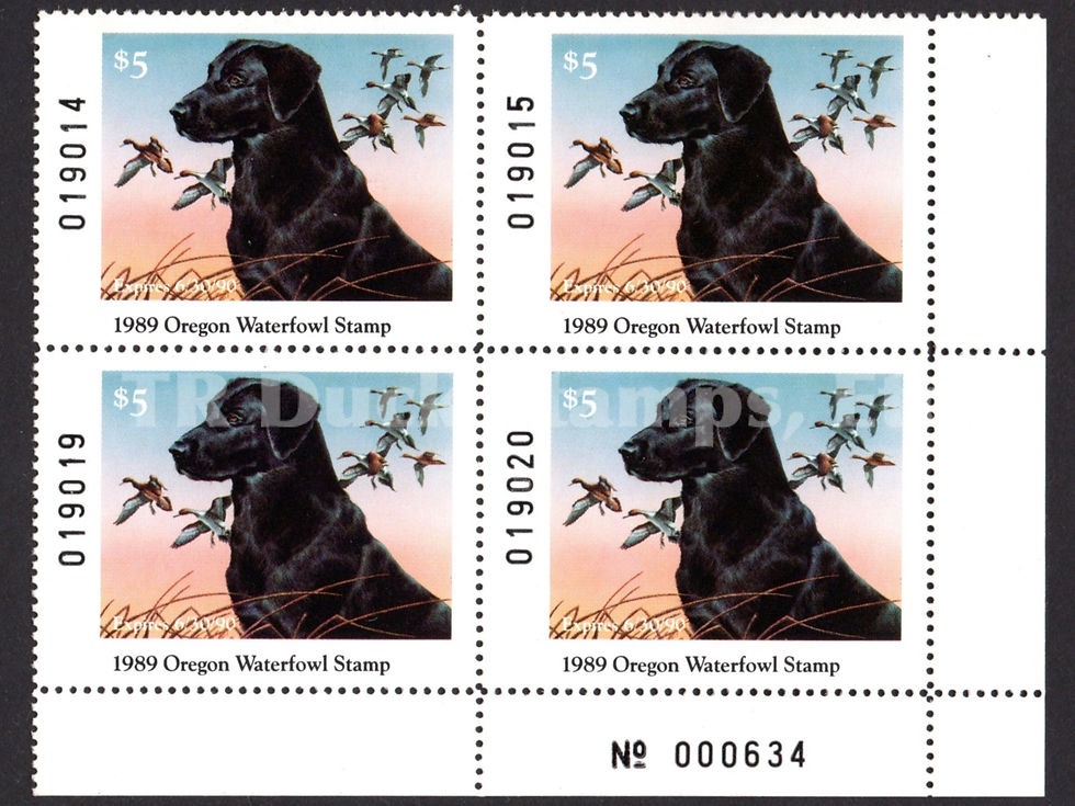 Oregon 1989 OR6PB Black Labrador, Plate Block Duck Stamp