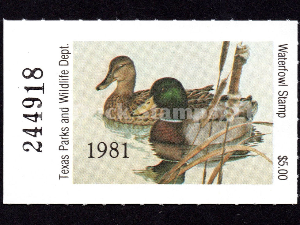 Texas 1981 TX1 Mallards Duck Stamp, First of State