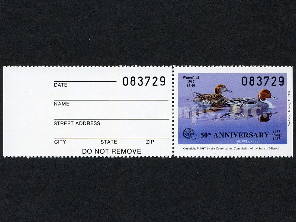 Missouri 1987 Pintails MO9T w/Tab Duck Stamp