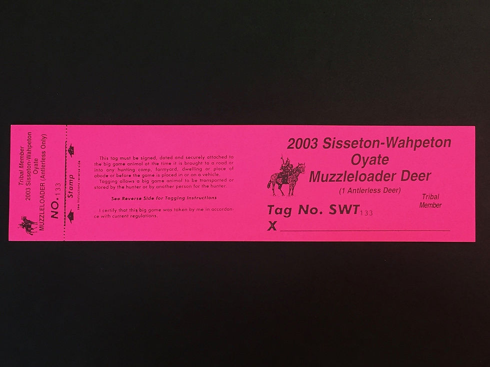 LTD107 Lake Traverse 2003 Muzzleloader Tribal Member Tag