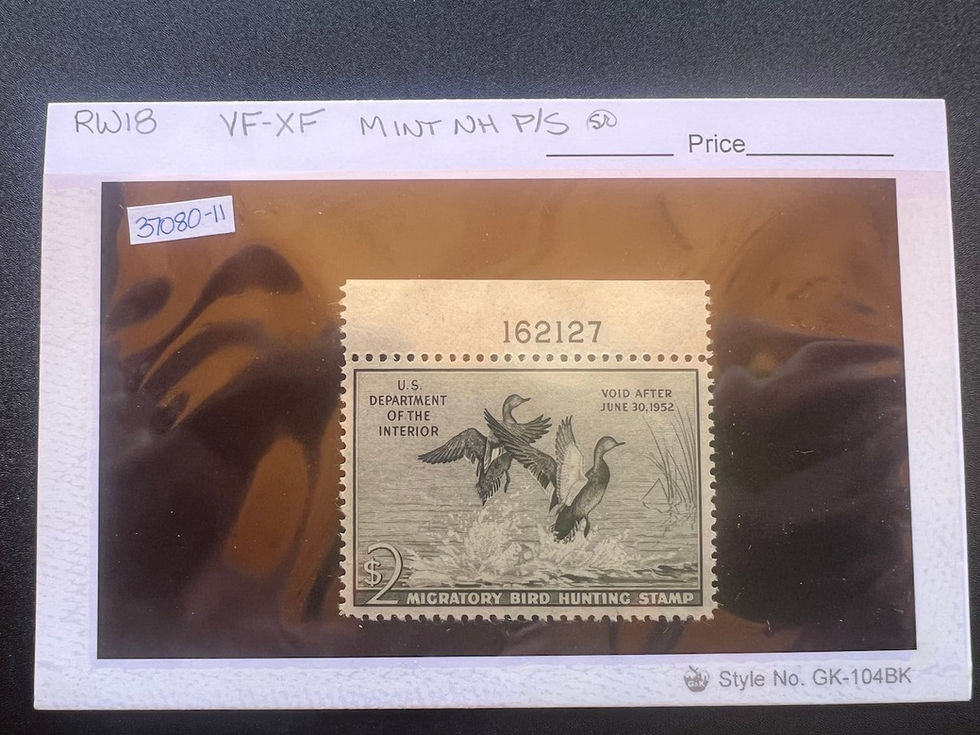 RW18 1951-52 Gadwall Ducks, Mint XF Mint NH P/S Duck Stamp