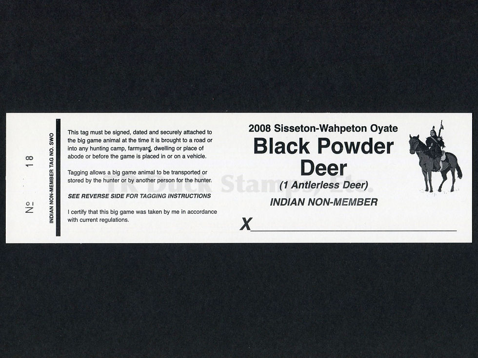 LTD182 Lake Traverse 2008 Black Powder Deer Indian Non-Member Tag