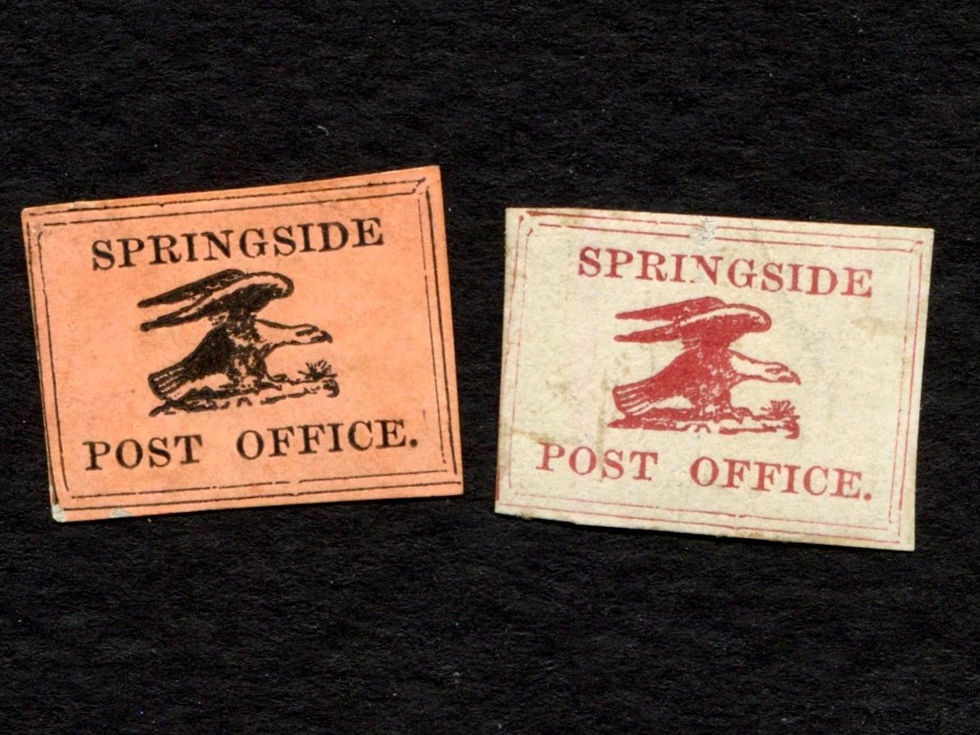Springside Post Office, Pair US Local Post Stamp