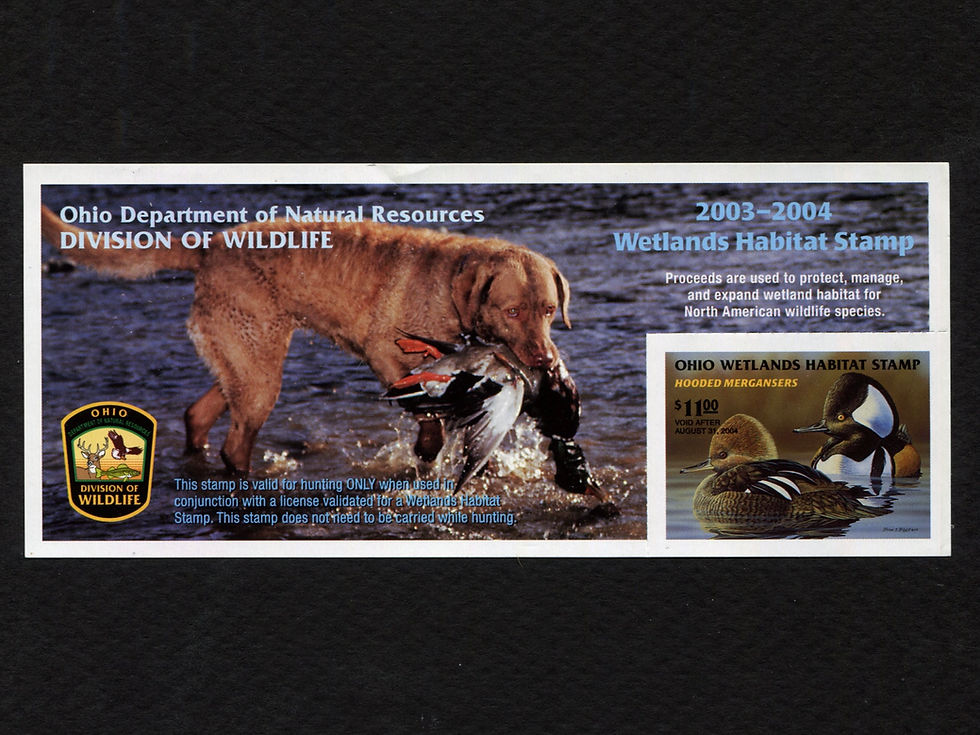 Ohio 2003 OH22 Hooded Mergansers Duck Stamp w/Labrador Retriever Dog