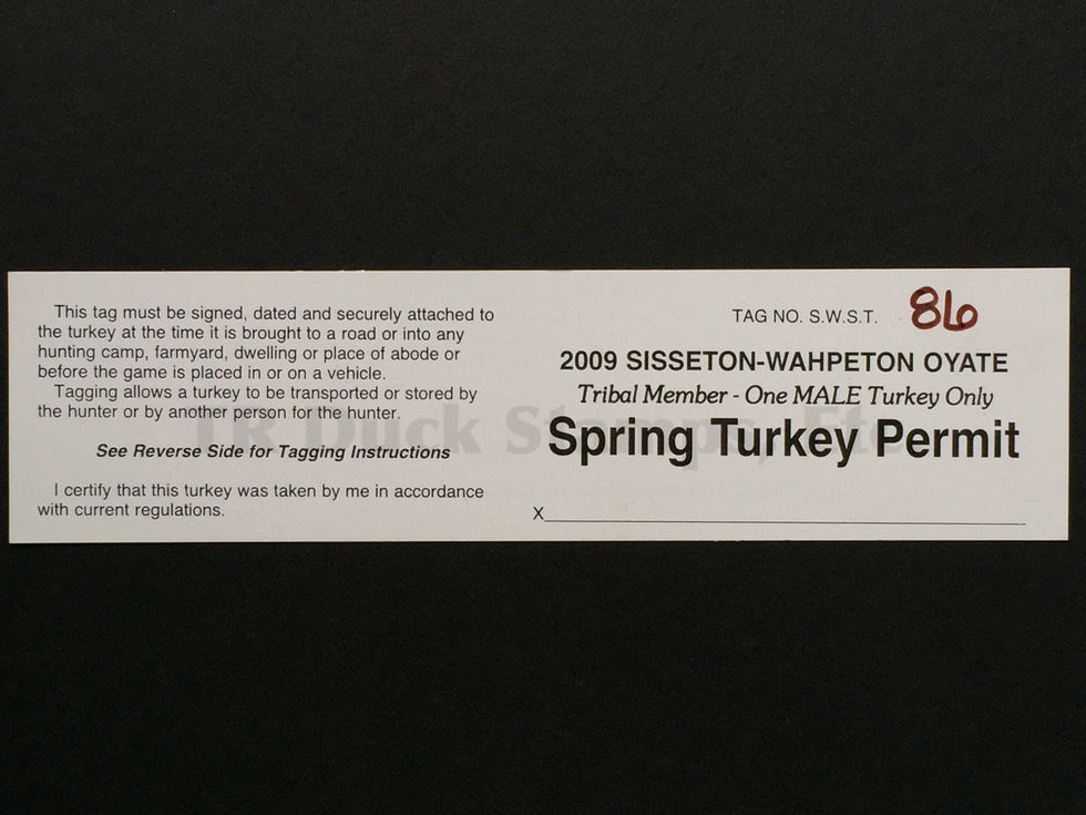LTD204 Lake Traverse 2009 Spring Male Turkey Tribal Member Tag
