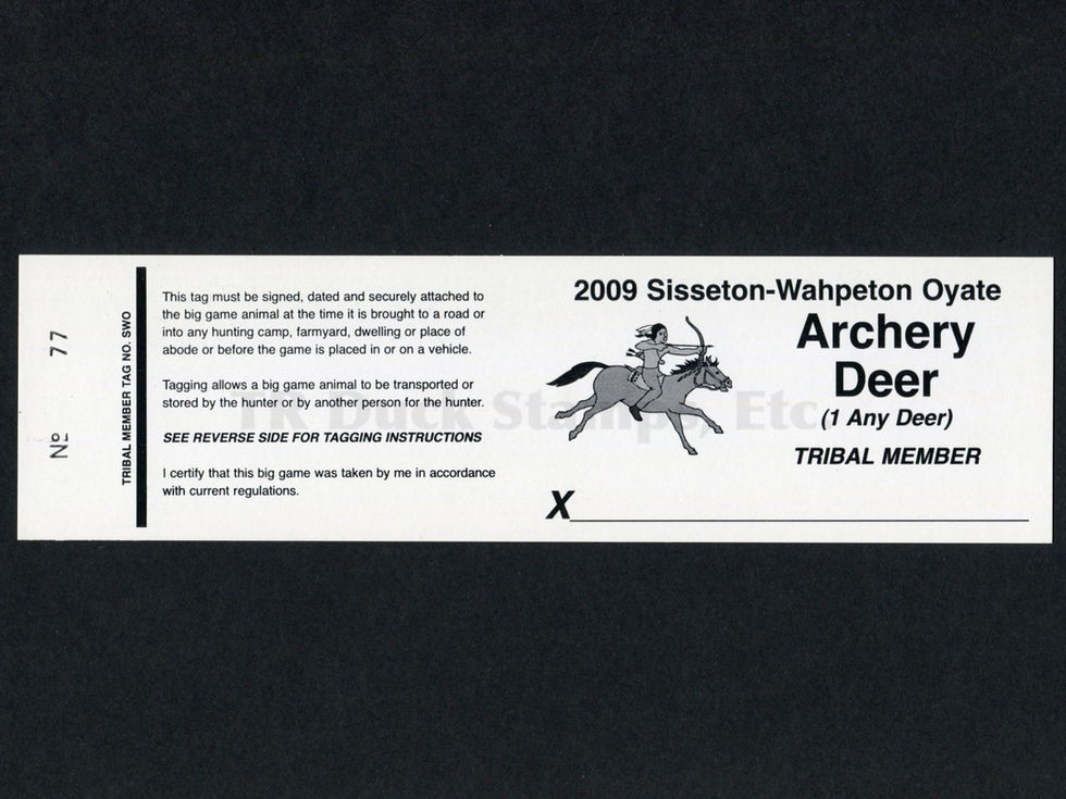 LTD193 Lake Traverse 2009 Archery Deer Tribal Member Tag