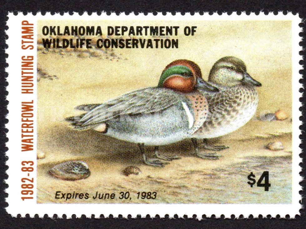 Oklahoma 1982 OK3 Green-winged Teal Duck Stamp