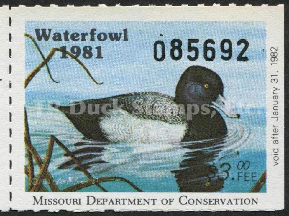 Missouri 1981 MO3T Lesser Scaup w/Tab Duck Stamp