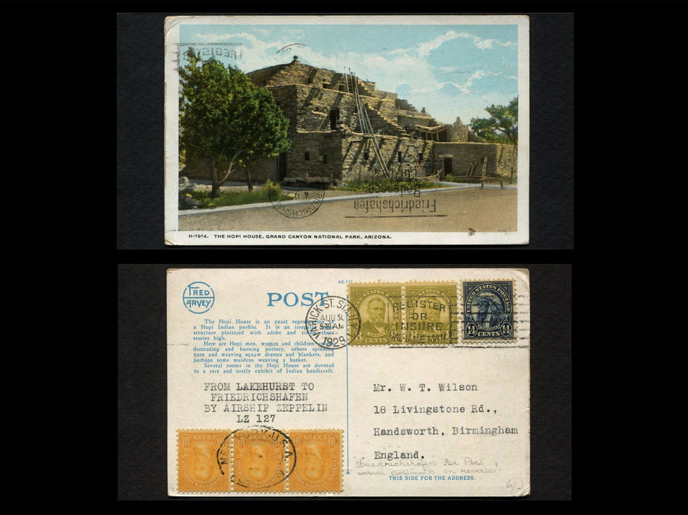 Aug 30 1929 Lakehurst to Friedrichshafen on Grand Canyon PC