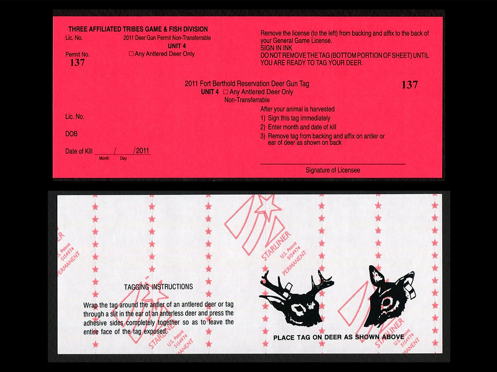 TTD131 Fort Berthold 2011 Antlered Deer Unit 4 Tag LAST ONE
