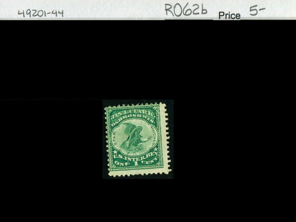 RO62b Jas L Clark, Star Matches Private Die Match Stamp