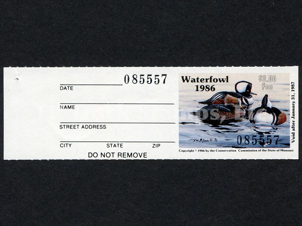 Missouri 1986 MO8T Hooded Mergansers w/Tab Duck Stamp