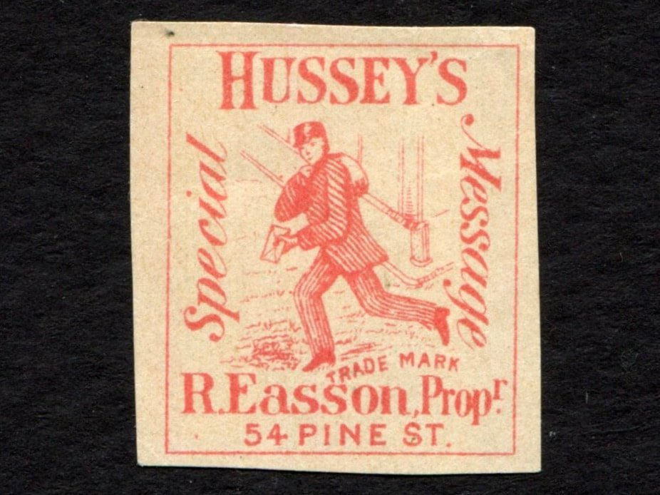 Hussey's Special Message Post 87L71 US Local Post Stamp