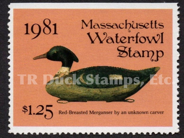 Massachusetts 1981 MA8 Red-Breasted Merganser Decoy