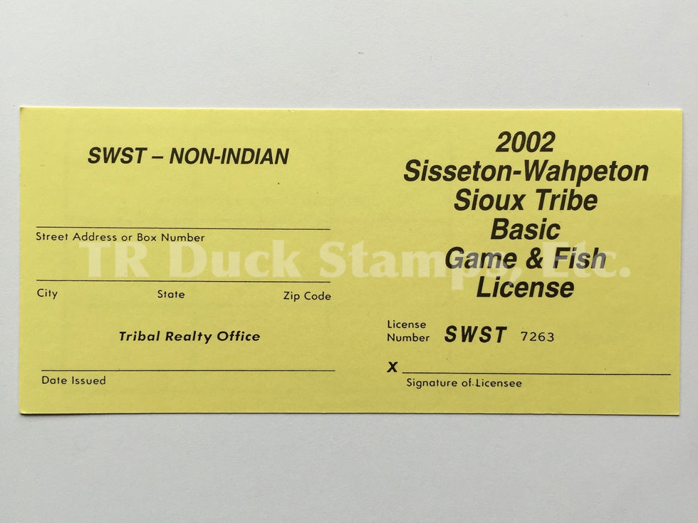 LTDL02NI Lake Traverse 2002 Game & Fish License Non-Indian Tag
